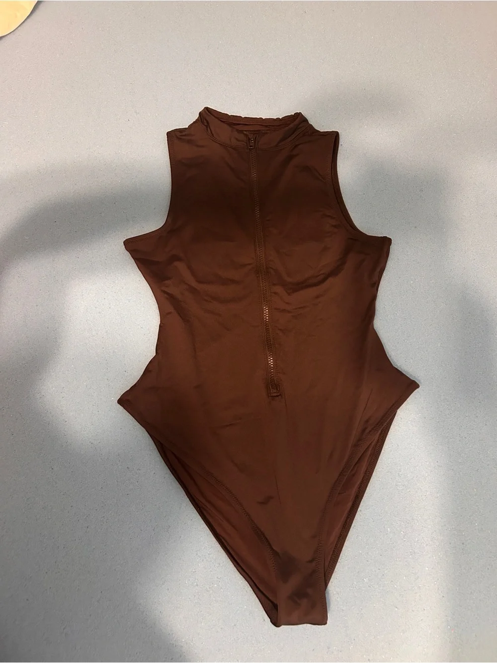 SKIMS Black Zip-Up High-Cut One-Piece Swimsuit